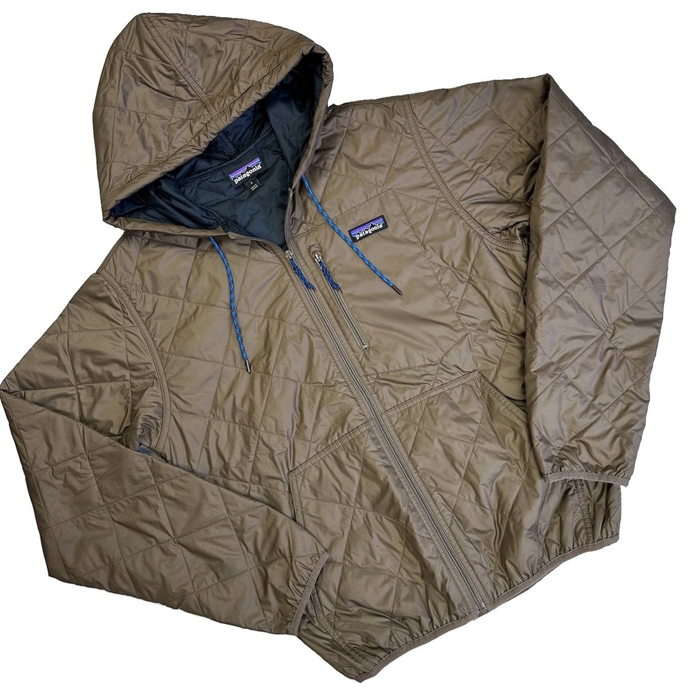 Patagonia Diamond Quilted Bomber Hoody Jacket Men S Full Zip Topsoil Brown Gorp